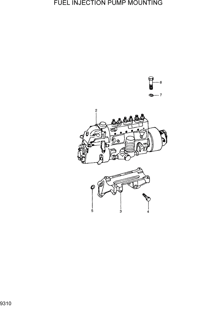 Схема запчастей Hyundai R290LC7H - PAGE 9310 FUEL INJECTION PUMP MOUNTING ДВИГАТЕЛЬ БАЗА