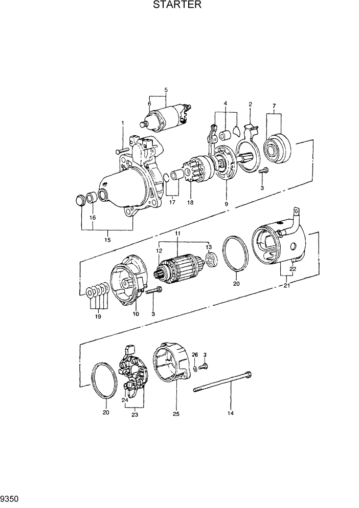 Схема запчастей Hyundai R290LC7H - PAGE 9350 STARTER ДВИГАТЕЛЬ БАЗА