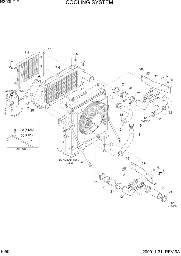 Схема запчастей Hyundai R300LC7 - PAGE 1050 COOLING SYSTEM СИСТЕМА ДВИГАТЕЛЯ