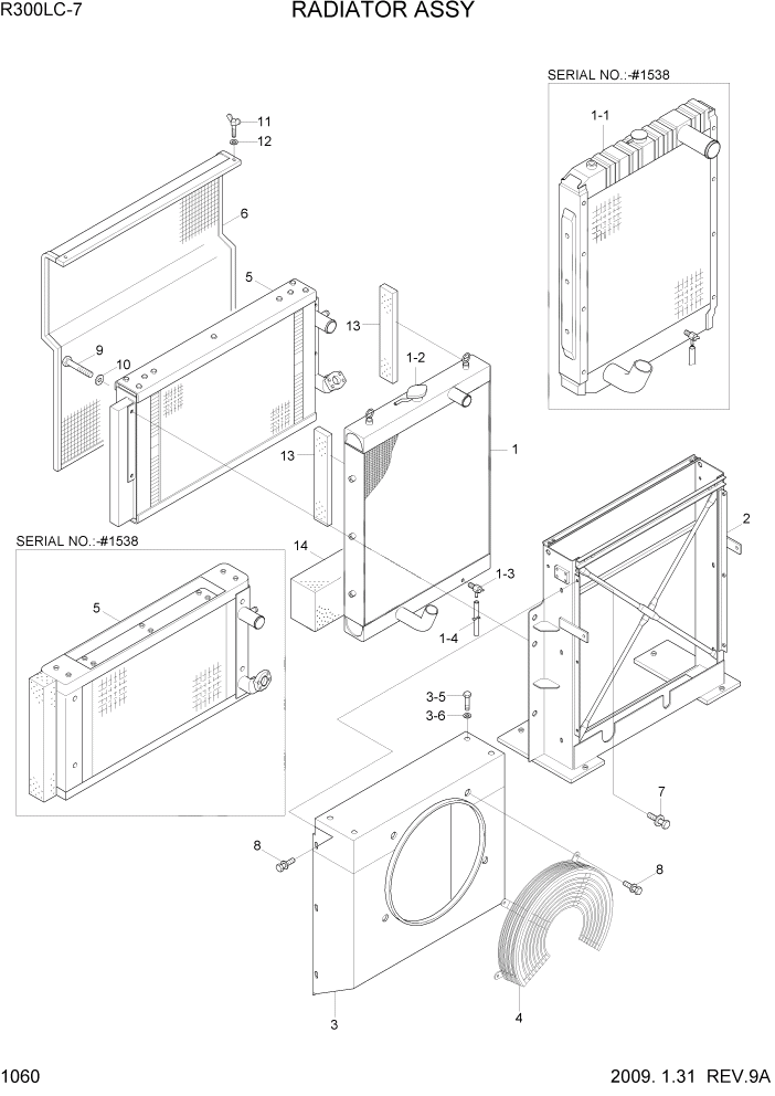 Схема запчастей Hyundai R300LC7 - PAGE 1060 RADIATOR ASSY СИСТЕМА ДВИГАТЕЛЯ