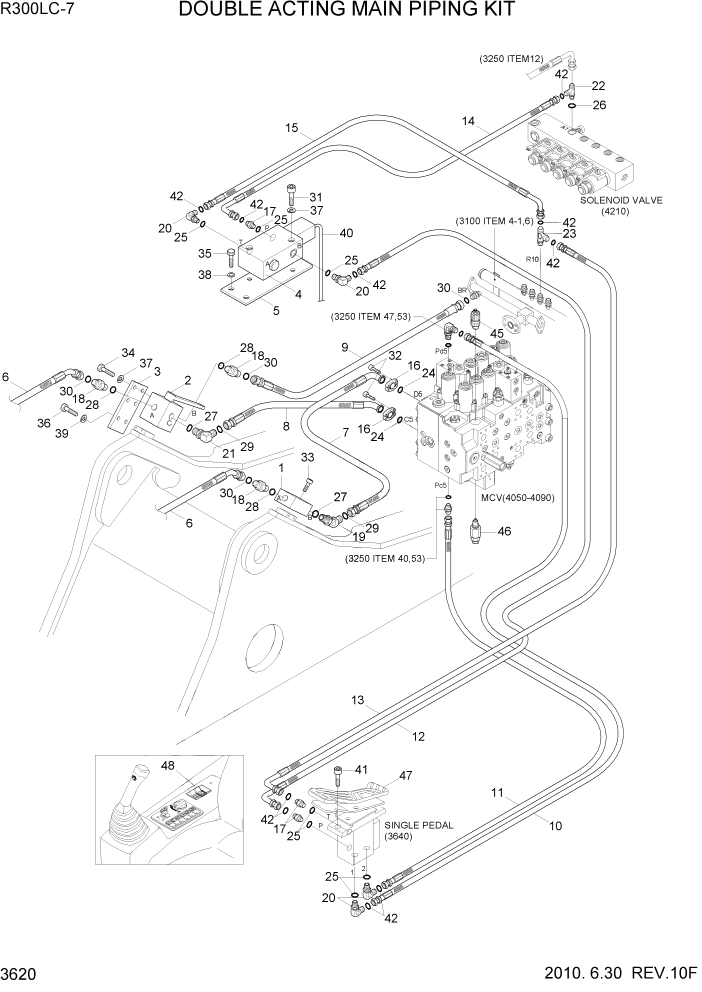 Схема запчастей Hyundai R300LC7 - PAGE 3620 DOUBLE ACTING MAIN PIPING KIT ГИДРАВЛИЧЕСКАЯ СИСТЕМА