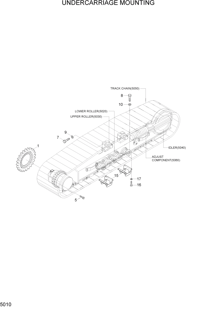 Схема запчастей Hyundai R300LC7 - PAGE 5010 UNDERCARRIAGE MOUNTING ХОДОВАЯ ЧАСТЬ