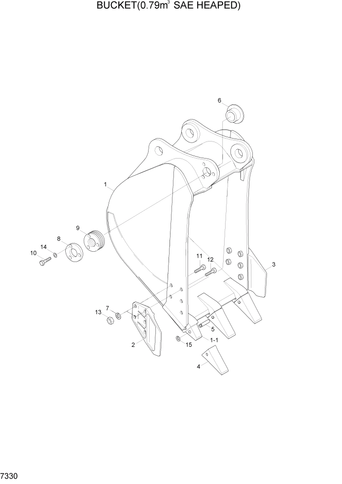 Схема запчастей Hyundai R300LC7 - PAGE 7330 BUCKET(0.79M3 SAE HEAPED) РАБОЧЕЕ ОБОРУДОВАНИЕ