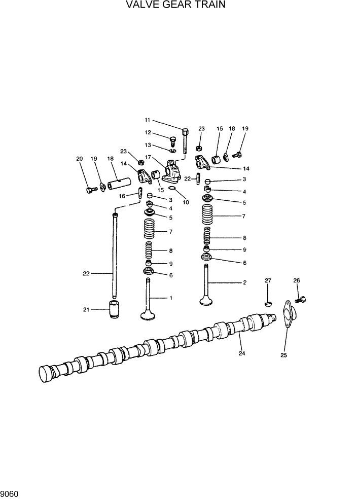 Схема запчастей Hyundai R300LC7 - PAGE 9060 VALVE GEAR TRAIN ДВИГАТЕЛЬ БАЗА