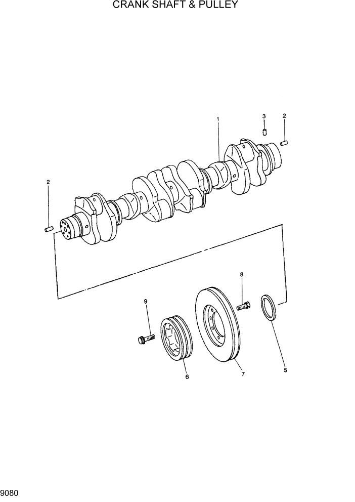 Схема запчастей Hyundai R300LC7 - PAGE 9080 CRANK SHAFT & PULLEY ДВИГАТЕЛЬ БАЗА