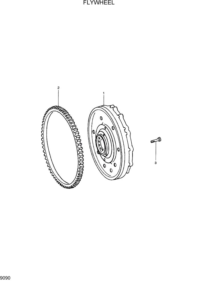 Схема запчастей Hyundai R300LC7 - PAGE 9090 FLYWHEEL ДВИГАТЕЛЬ БАЗА