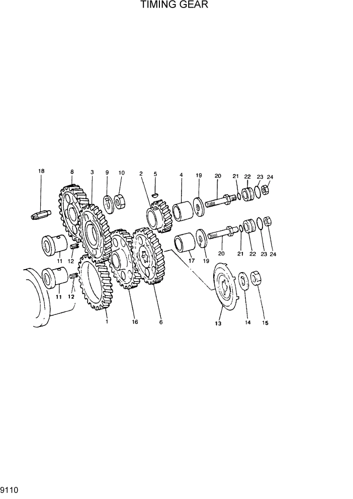 Схема запчастей Hyundai R300LC7 - PAGE 9110 TIMING GEAR ДВИГАТЕЛЬ БАЗА