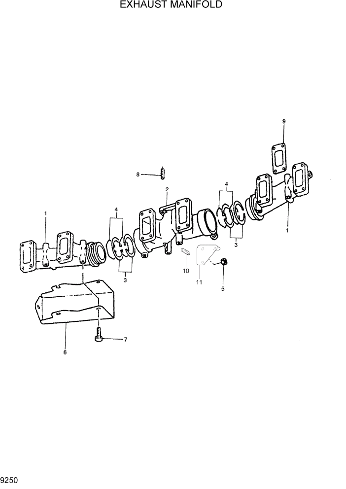 Схема запчастей Hyundai R300LC7 - PAGE 9250 EXHAUST MANIFOLD ДВИГАТЕЛЬ БАЗА