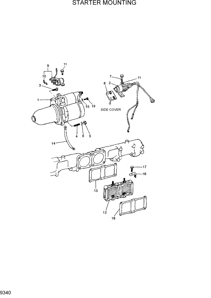 Схема запчастей Hyundai R300LC7 - PAGE 9340 STARTER MOUNTING ДВИГАТЕЛЬ БАЗА