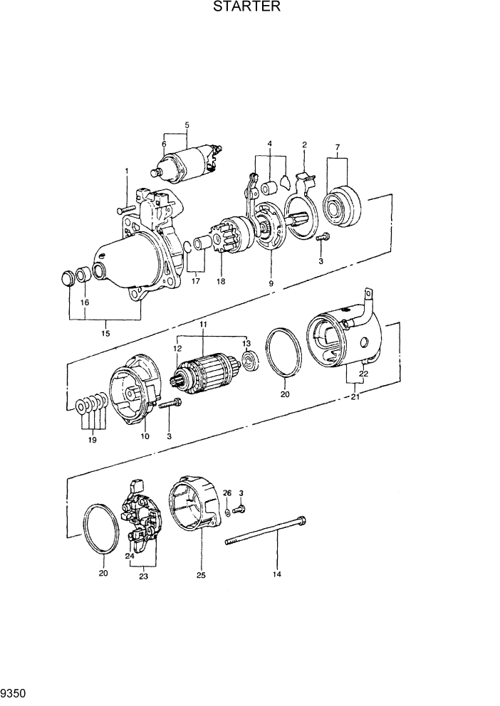 Схема запчастей Hyundai R300LC7 - PAGE 9350 STARTER ДВИГАТЕЛЬ БАЗА