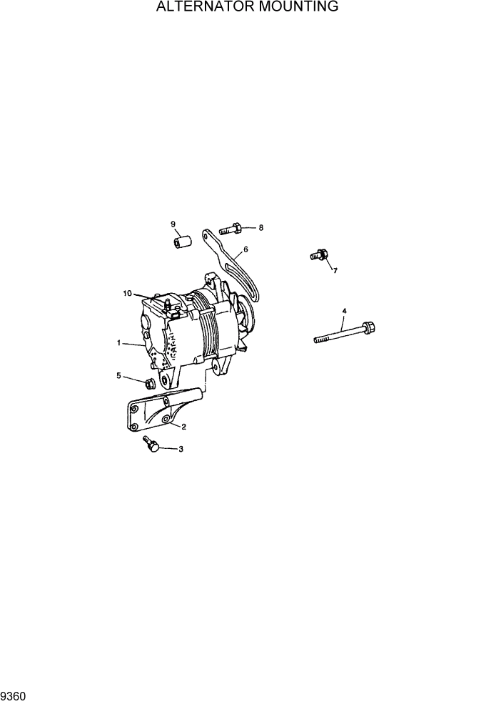 Схема запчастей Hyundai R300LC7 - PAGE 9360 ALTERNATOR MOUNTING ДВИГАТЕЛЬ БАЗА