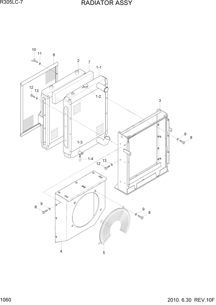 Схема запчастей Hyundai R305LC7 - PAGE 1060 RADIATOR ASSY СИСТЕМА ДВИГАТЕЛЯ