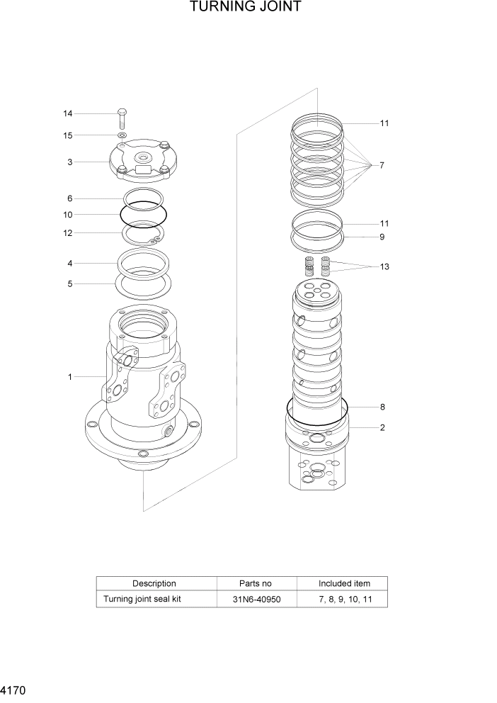 Схема запчастей Hyundai R305LC7 - PAGE 4170 TURNING JOINT ГИДРАВЛИЧЕСКИЕ КОМПОНЕНТЫ