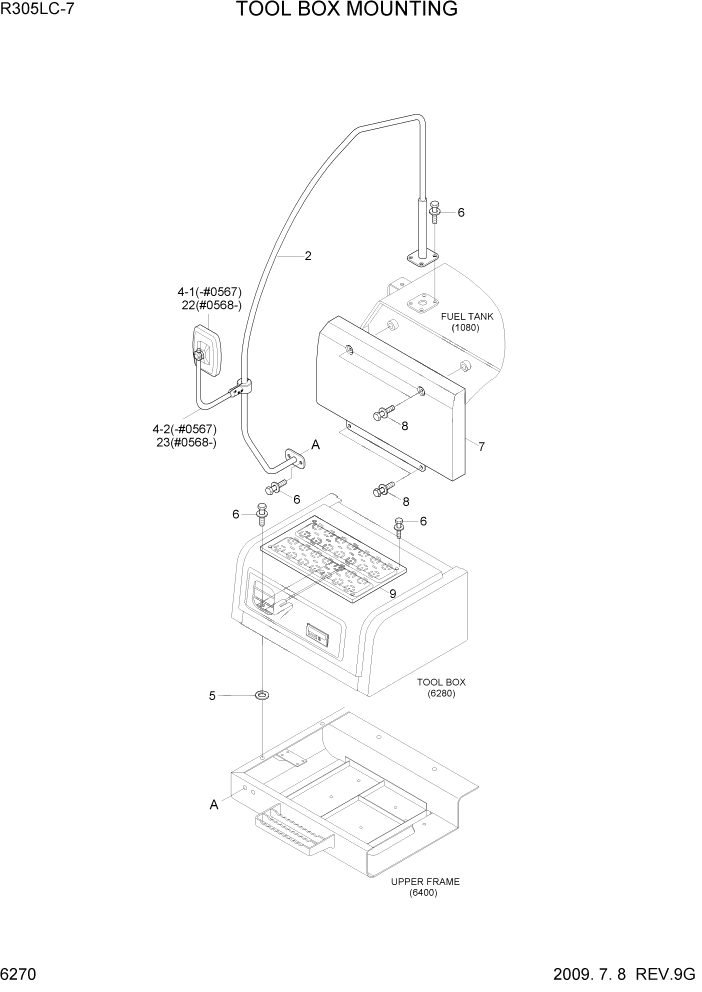 Схема запчастей Hyundai R305LC7 - PAGE 6270 TOOL BOX MOUNTING СТРУКТУРА