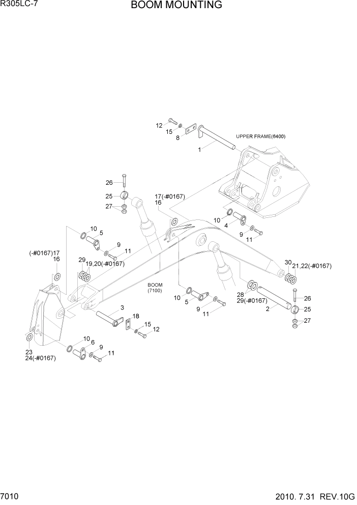 Схема запчастей Hyundai R305LC7 - PAGE 7010 BOOM MOUNTING РАБОЧЕЕ ОБОРУДОВАНИЕ