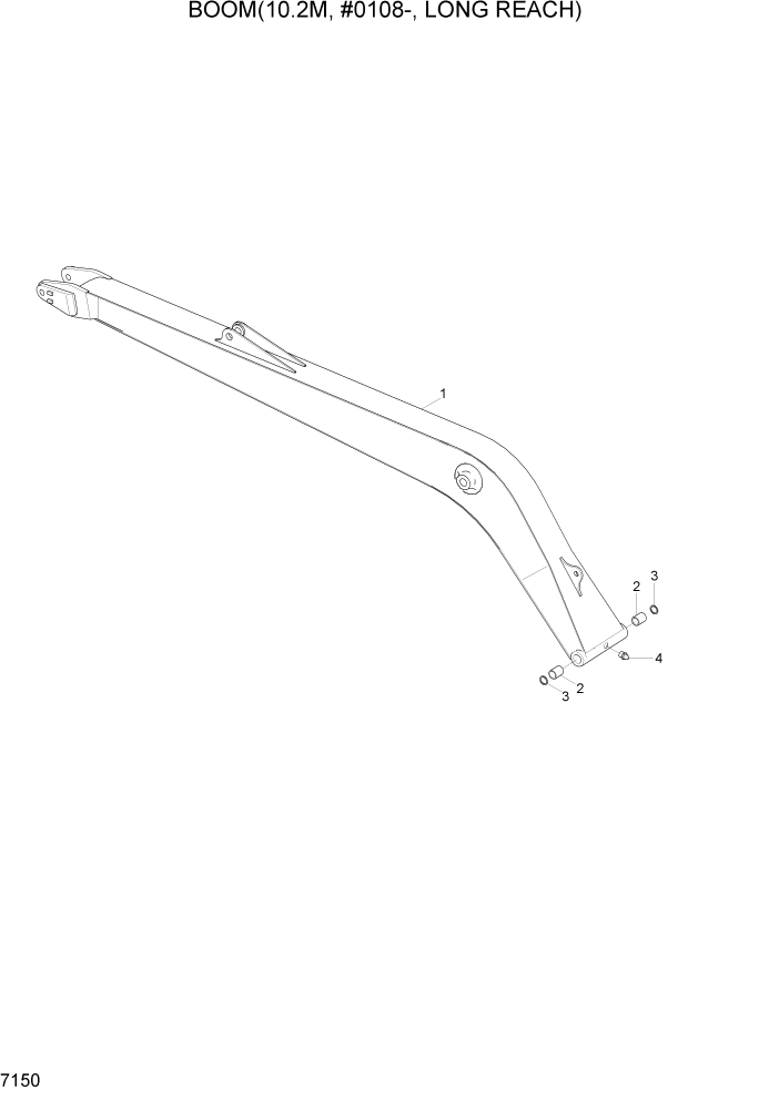 Схема запчастей Hyundai R305LC7 - PAGE 7150 BOOM(10.2, #0108-, LONG REACH) РАБОЧЕЕ ОБОРУДОВАНИЕ