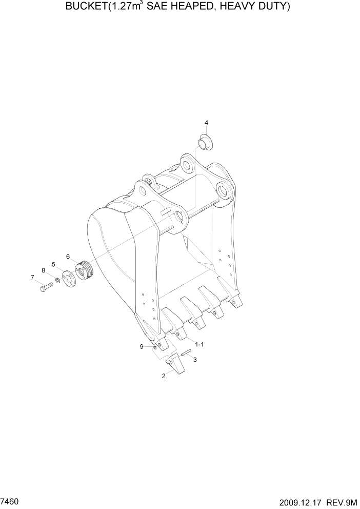 Схема запчастей Hyundai R305LC7 - PAGE 7460 BUCKET(1.27M3 SAE HEAPED, HEAVY DUTY) РАБОЧЕЕ ОБОРУДОВАНИЕ