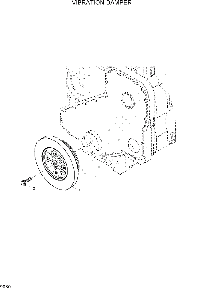 Схема запчастей Hyundai R305LC7 - PAGE 9080 VIBRATION DAMPER ДВИГАТЕЛЬ БАЗА