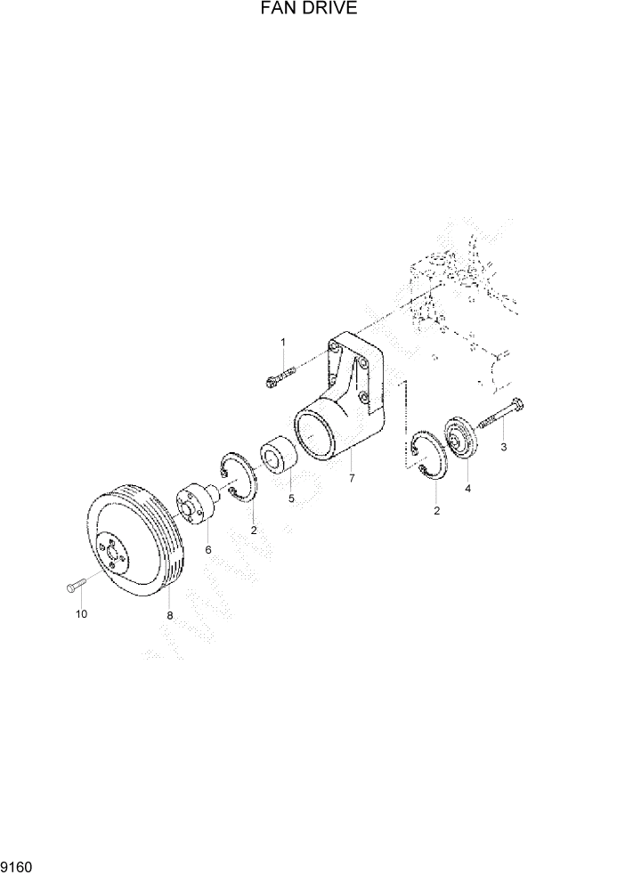 Схема запчастей Hyundai R305LC7 - PAGE 9160 FAN DRIVE ДВИГАТЕЛЬ БАЗА