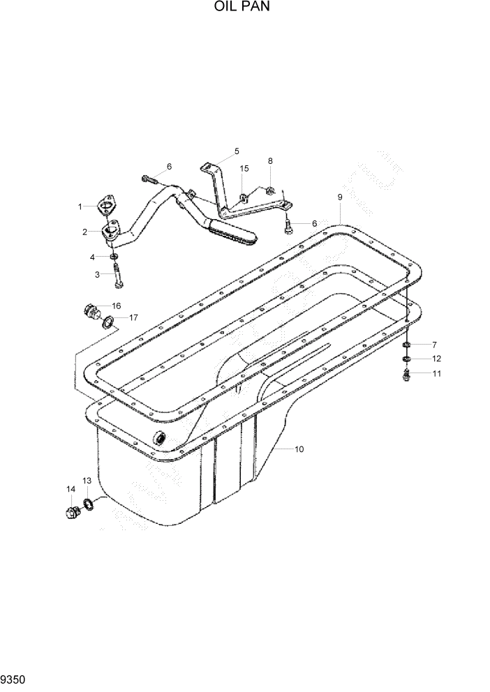 Схема запчастей Hyundai R305LC7 - PAGE 9350 OIL PAN ДВИГАТЕЛЬ БАЗА