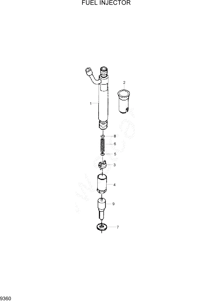 Схема запчастей Hyundai R305LC7 - PAGE 9360 FUEL INJECTOR ДВИГАТЕЛЬ БАЗА