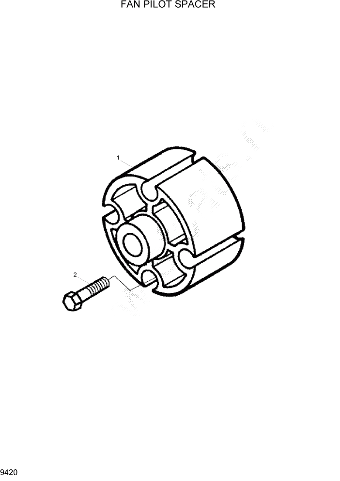 Схема запчастей Hyundai R305LC7 - PAGE 9420 FAN PILOT SPACER ДВИГАТЕЛЬ БАЗА