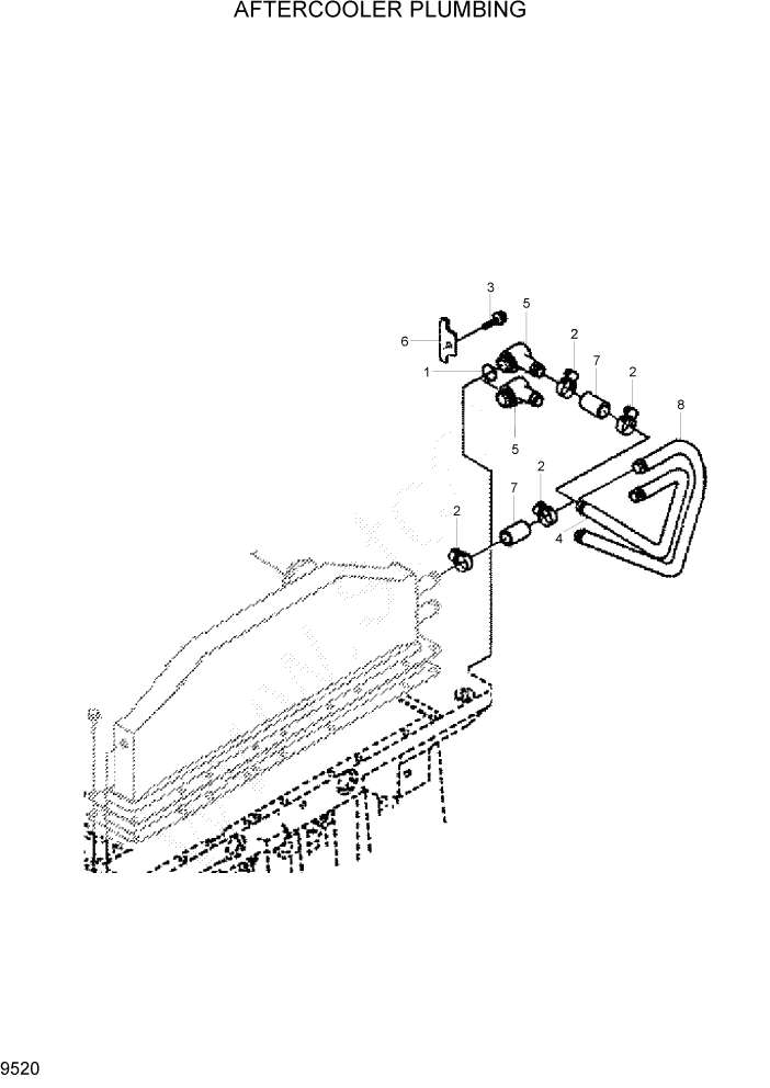 Схема запчастей Hyundai R305LC7 - PAGE 9520 AFTERCOOLER PLUMBING ДВИГАТЕЛЬ БАЗА