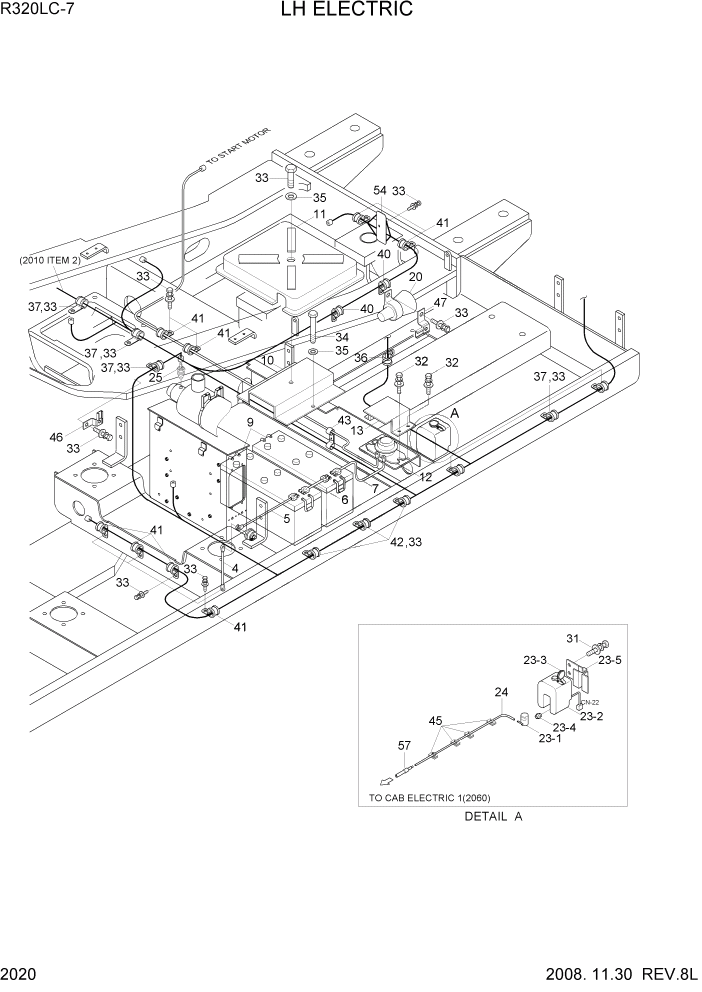 Схема запчастей Hyundai R320LC7 - PAGE 2020 LH ELECTRIC ЭЛЕКТРИЧЕСКАЯ СИСТЕМА