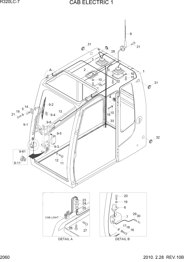 Схема запчастей Hyundai R320LC7 - PAGE 2060 CAB ELECTRIC 1 ЭЛЕКТРИЧЕСКАЯ СИСТЕМА
