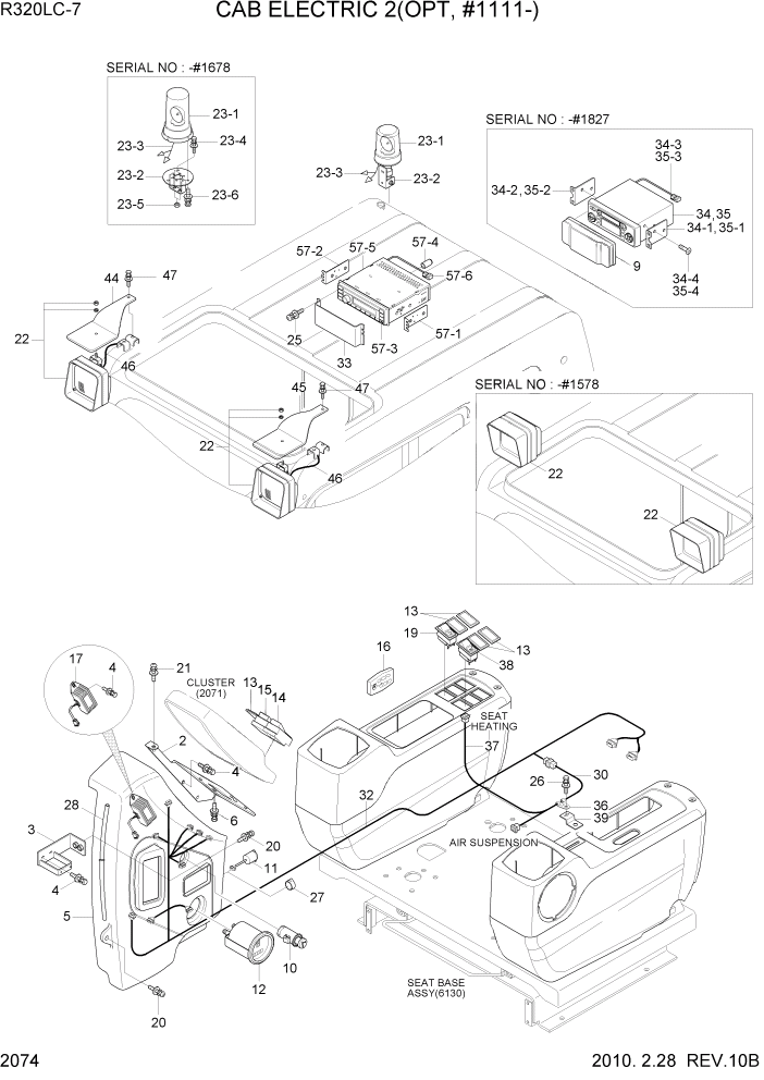 Схема запчастей Hyundai R320LC7 - PAGE 2074 CAB ELECTRIC 2(OPT, #1111-) ЭЛЕКТРИЧЕСКАЯ СИСТЕМА