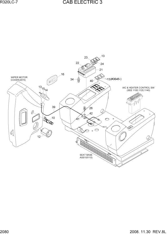 Схема запчастей Hyundai R320LC7 - PAGE 2080 CAB ELECTRIC 3 ЭЛЕКТРИЧЕСКАЯ СИСТЕМА