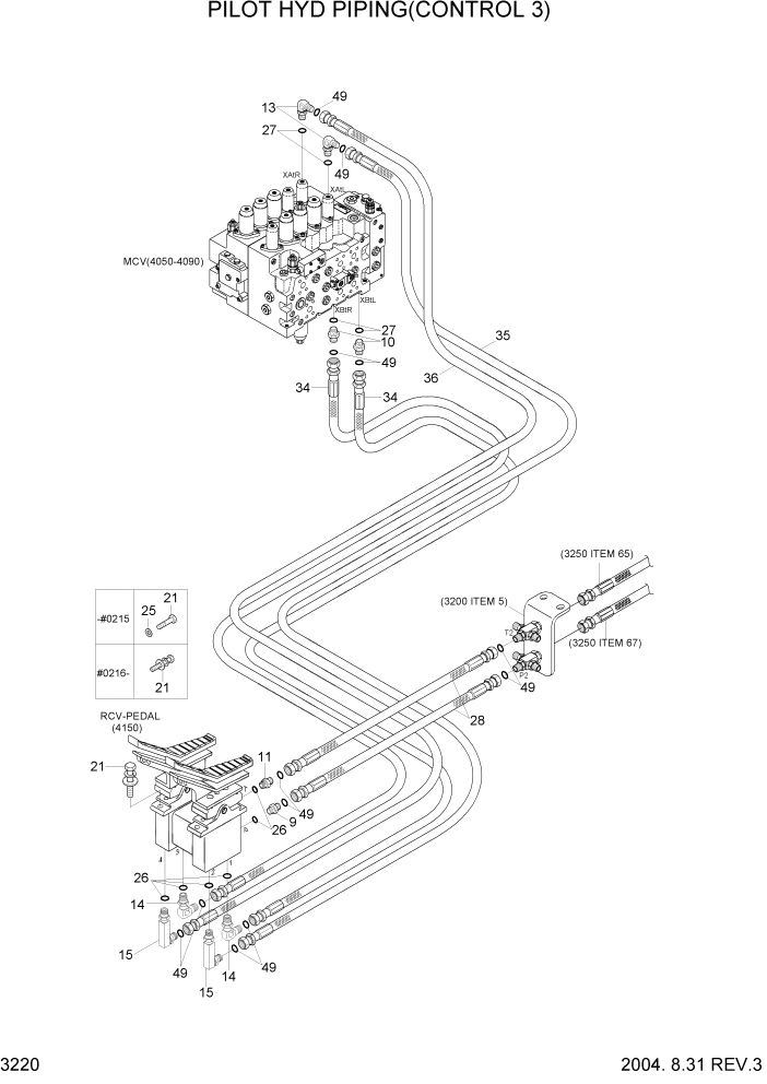Схема запчастей Hyundai R320LC7 - PAGE 3220 PILOT HYD PIPING(CONTROL 3) ГИДРАВЛИЧЕСКАЯ СИСТЕМА