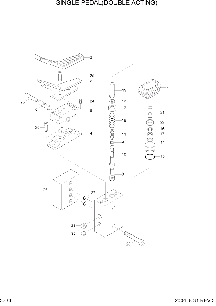 Схема запчастей Hyundai R320LC7 - PAGE 3730 SINGLE PEDAL (DOUBLE ACTING) ГИДРАВЛИЧЕСКАЯ СИСТЕМА