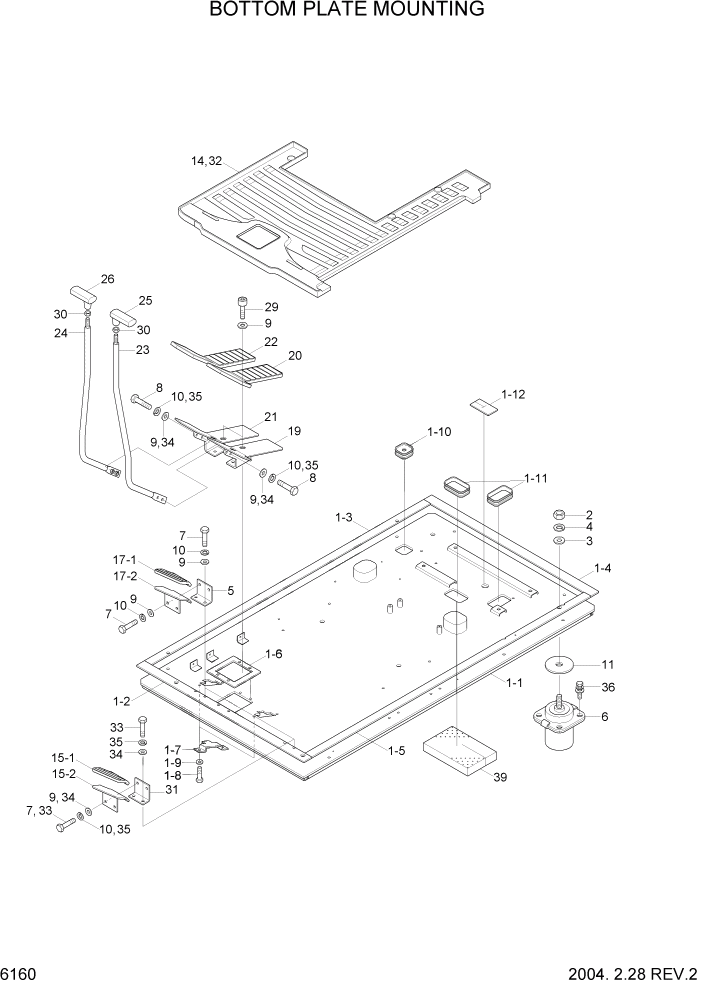 Схема запчастей Hyundai R320LC7 - PAGE 6160 BOTTOM PLATE MOUNTING СТРУКТУРА