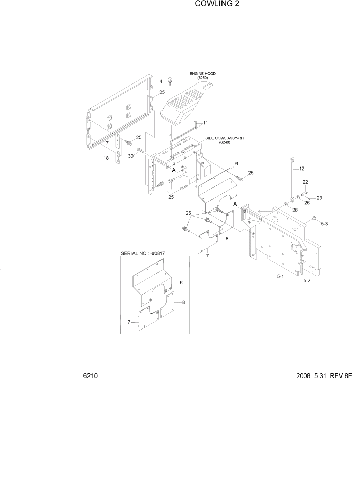 Схема запчастей Hyundai R320LC7 - PAGE 6210 COWLING 2 СТРУКТУРА