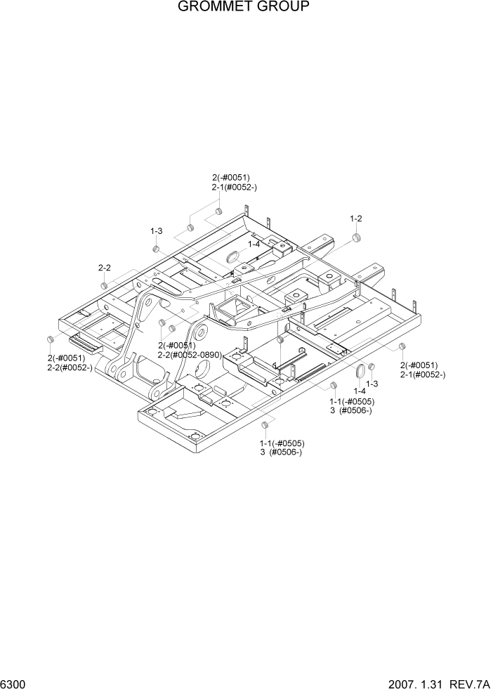 Схема запчастей Hyundai R320LC7 - PAGE 6300 GROMMET GROUP СТРУКТУРА