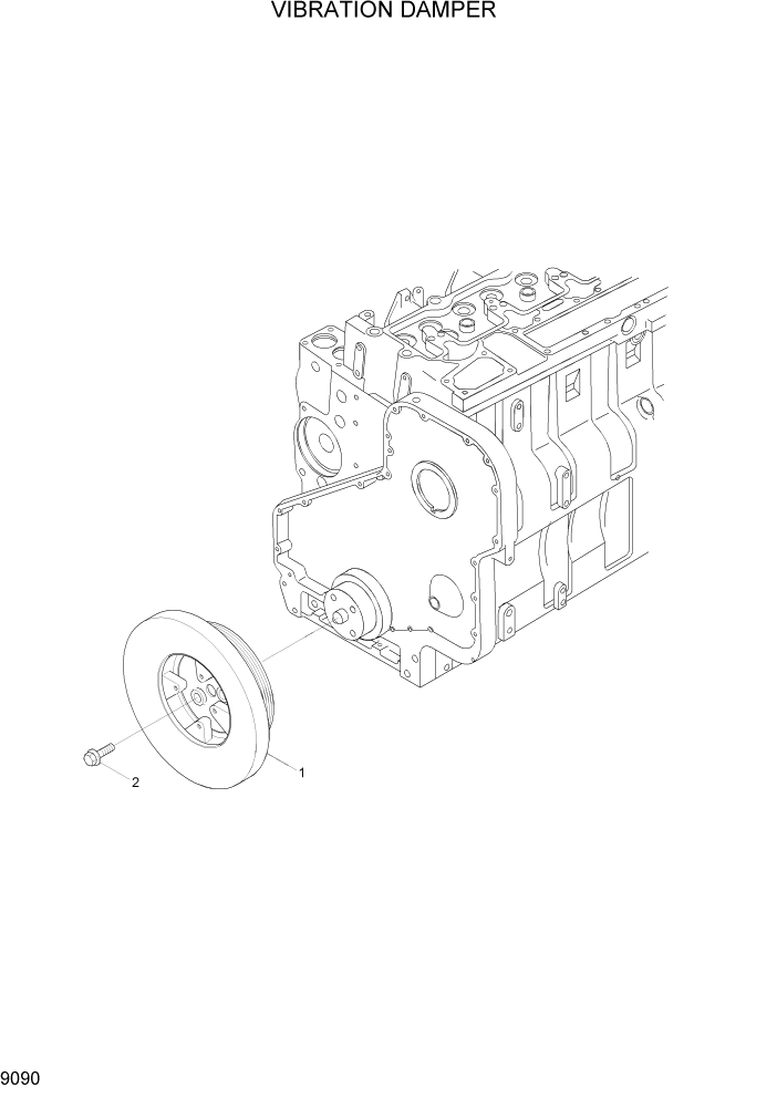 Схема запчастей Hyundai R320LC7 - PAGE 9090 VIBRATION DAMPER ДВИГАТЕЛЬ БАЗА