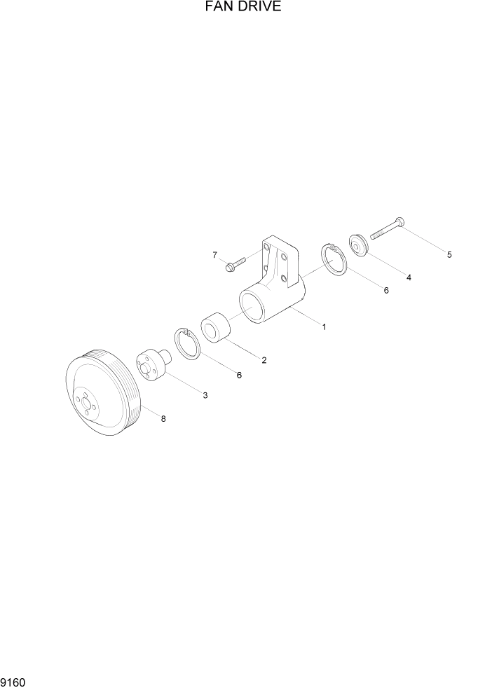 Схема запчастей Hyundai R320LC7 - PAGE 9160 FAN DRIVE ДВИГАТЕЛЬ БАЗА