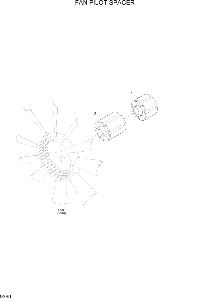 Схема запчастей Hyundai R320LC7 - PAGE 9360 FAN PILOT SPACER ДВИГАТЕЛЬ БАЗА
