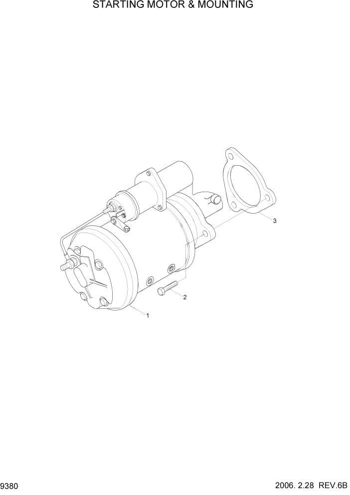 Схема запчастей Hyundai R320LC7 - PAGE 9380 STARTING MOTOR & MOUNTING ДВИГАТЕЛЬ БАЗА