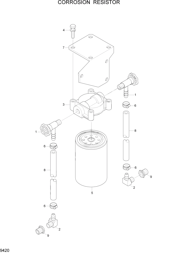 Схема запчастей Hyundai R320LC7 - PAGE 9420 CORROSION RESISTER ДВИГАТЕЛЬ БАЗА