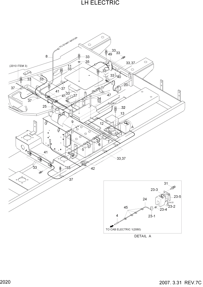Схема запчастей Hyundai R320LC7A - PAGE 2020 LH ELECTRIC ЭЛЕКТРИЧЕСКАЯ СИСТЕМА