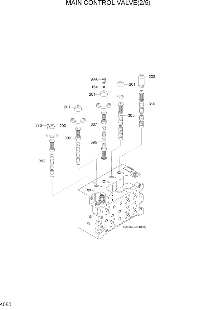 Схема запчастей Hyundai R320LC7A - PAGE 4060 MAIN CONTROL VALVE(2/5) ГИДРАВЛИЧЕСКИЕ КОМПОНЕНТЫ