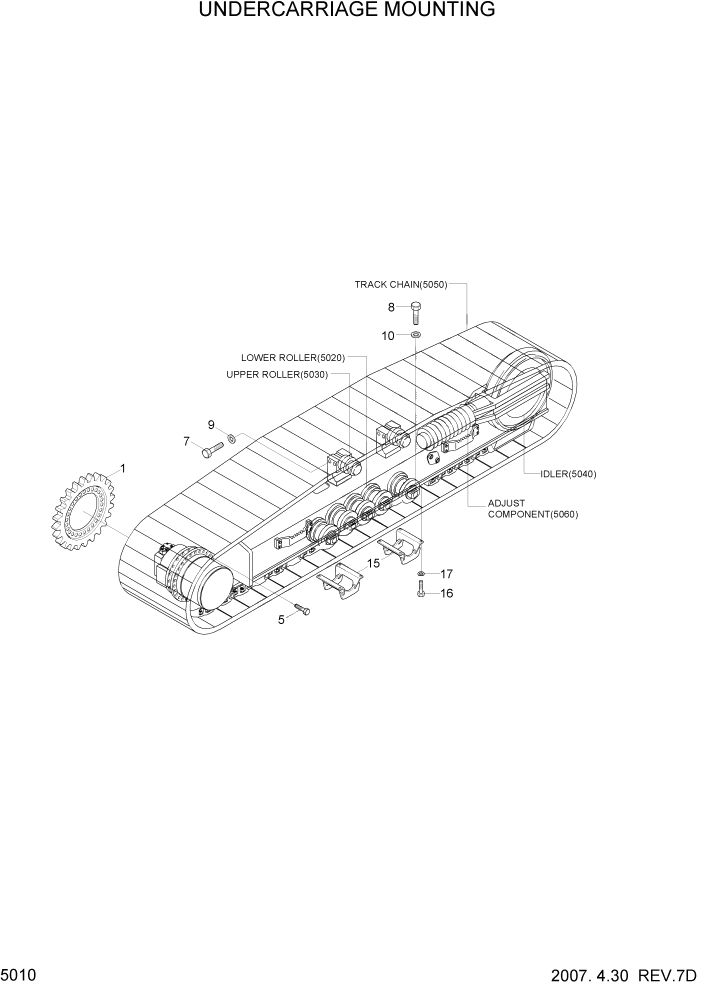 Схема запчастей Hyundai R320LC7A - PAGE 5010 UNDERCARRIAGE MOUNTING ХОДОВАЯ ЧАСТЬ