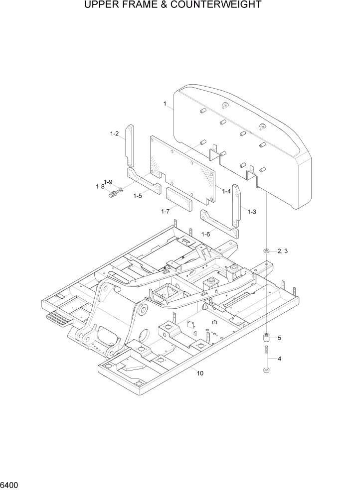 Схема запчастей Hyundai R320LC7A - PAGE 6400 UPPER FRAME & COUNTERWEIGHT СТРУКТУРА
