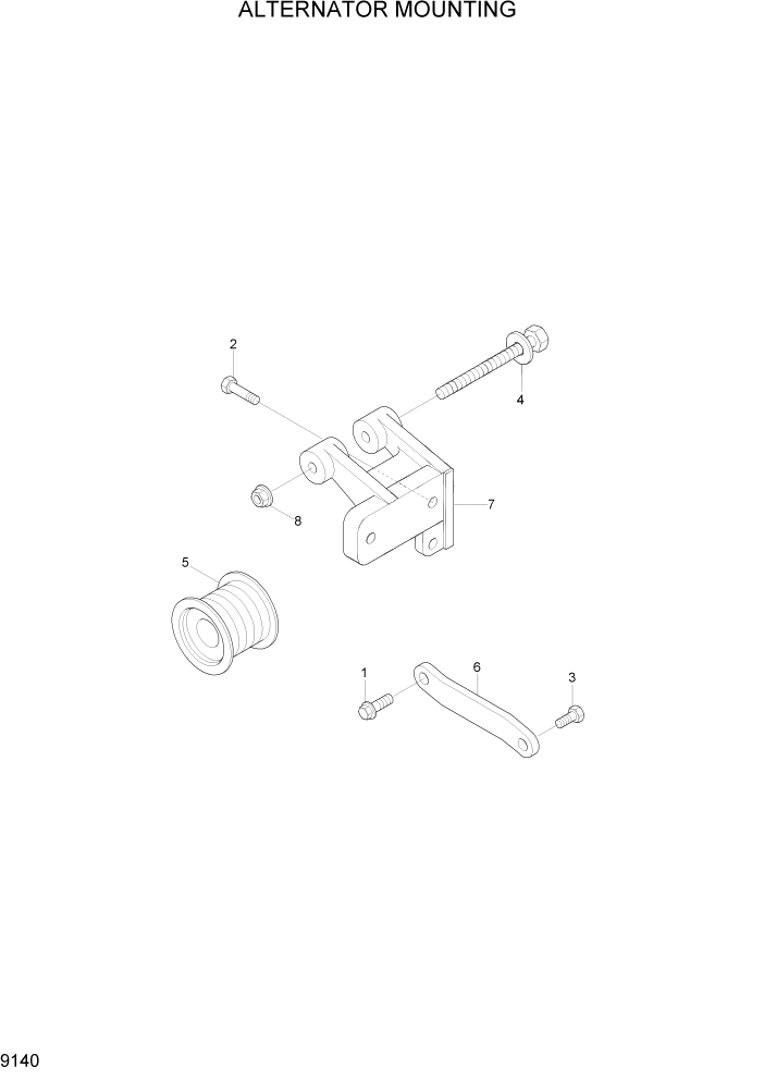 Схема запчастей Hyundai R320LC7A - PAGE 9140 ALTERNATOR MOUNTING ДВИГАТЕЛЬ БАЗА