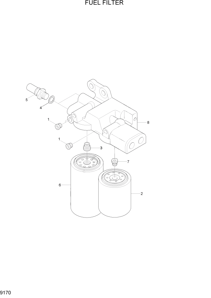 Схема запчастей Hyundai R320LC7A - PAGE 9170 FUEL FILTER ДВИГАТЕЛЬ БАЗА