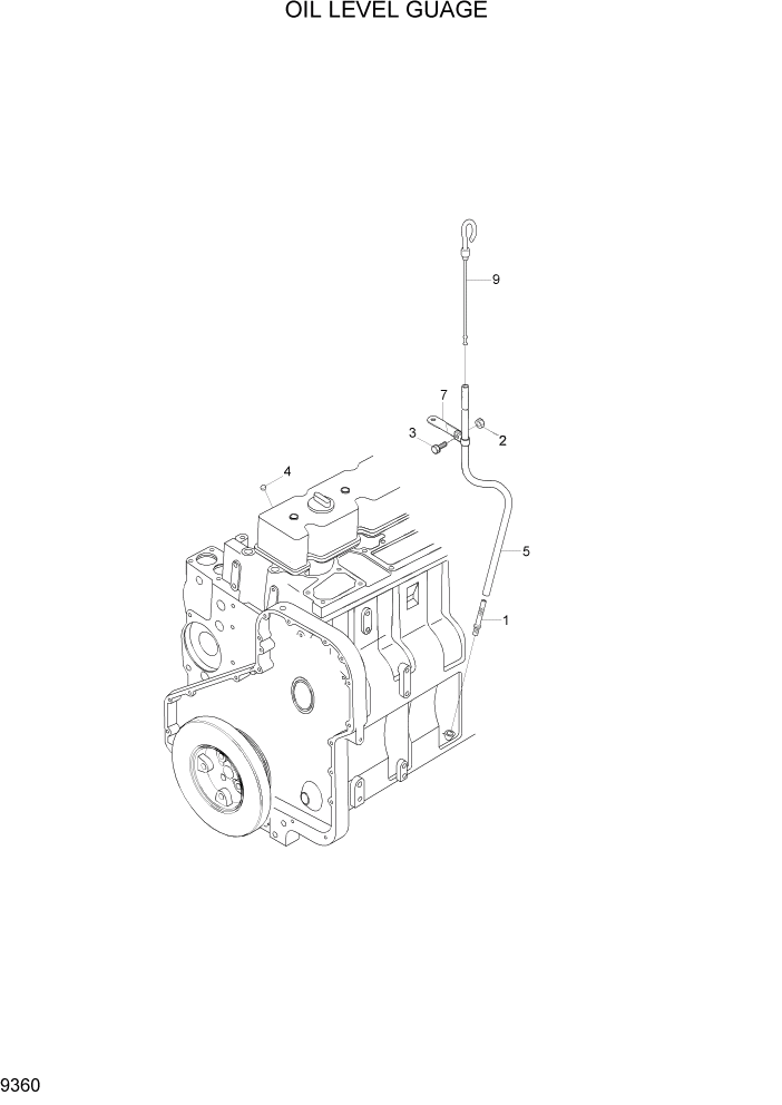 Схема запчастей Hyundai R320LC7A - PAGE 9360 OIL LEVEL GAUGE ДВИГАТЕЛЬ БАЗА