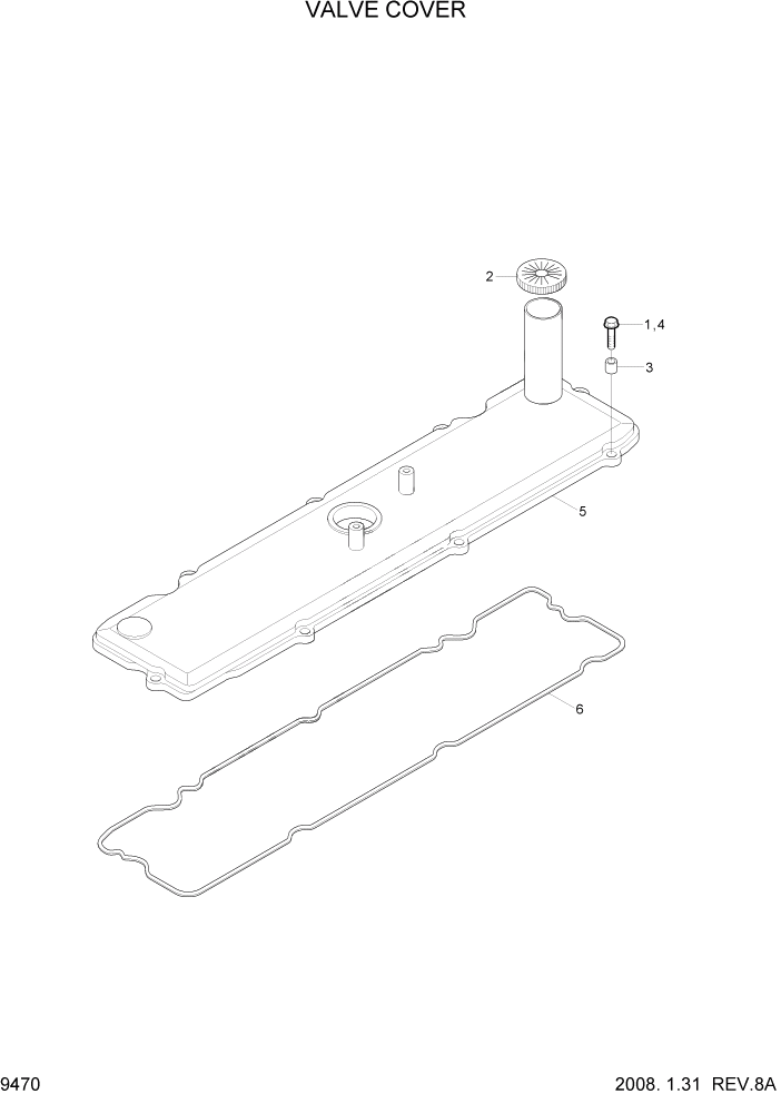 Схема запчастей Hyundai R320LC7A - PAGE 9470 VALVE COVER ДВИГАТЕЛЬ БАЗА