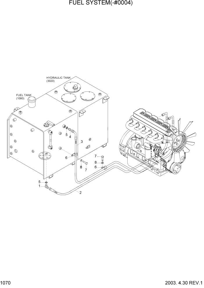 Схема запчастей Hyundai R360LC7 - PAGE 1070 FUEL SYSTEM(-#0004) СИСТЕМА ДВИГАТЕЛЯ
